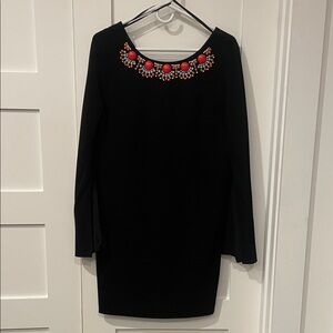 Cynthia Steffe Black Dress with Colorful Beaded Neckline